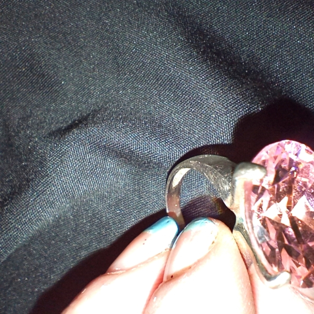 925 pink glass cocktail ring